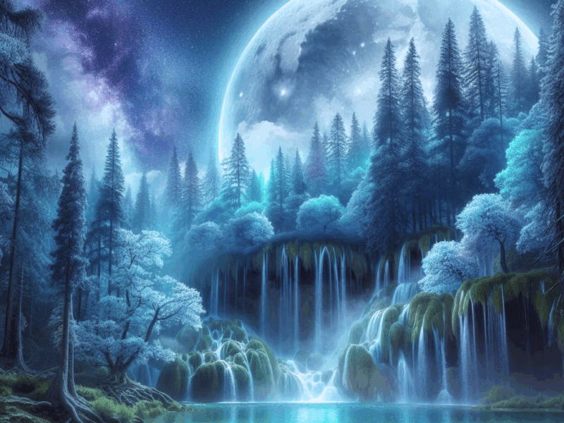 Eaux Lunaires 432 Hz Musique Spirituelle pour l'Élévation de l'Âme : une cascade au clair de lune