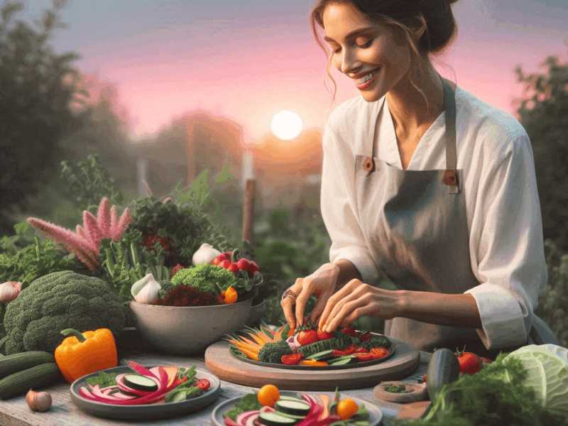 L’alimentation crue, la clé pour une perte de poids durable : une raw chef cuisine dans son jardin
