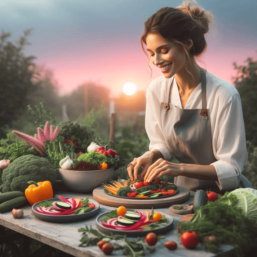 L’alimentation crue, la clé pour une perte de poids durable : une raw chef cuisine dans son jardin