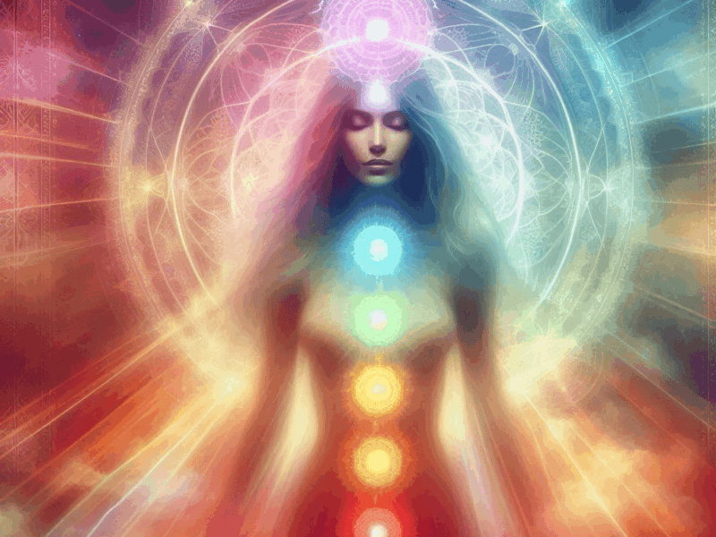 Aura : Interprétation des Couleurs et des Formes : une femme entourée d'une belle aura lumineuse
