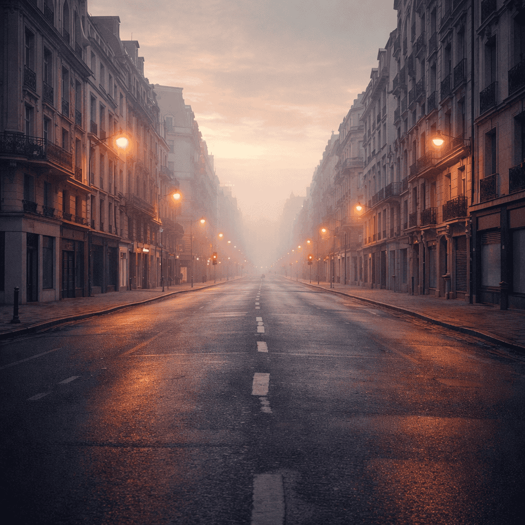 Rue vide pendant le confinement 2020 symbolisant l’éveil confinement 2020 et l’arrêt du monde collectif